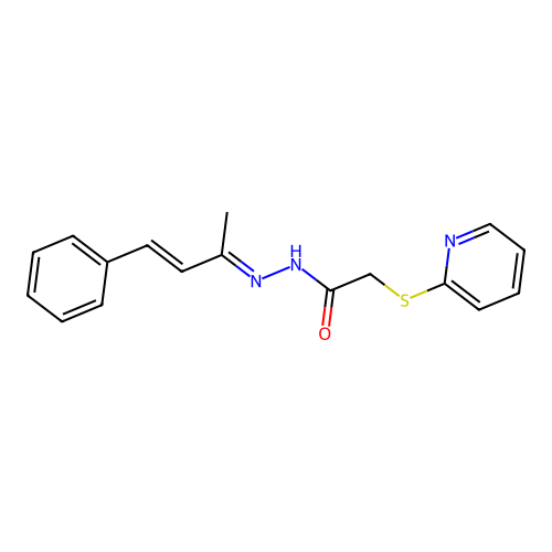 N'-[(2E,3E)-4-phenylbut-3-en-2-ylidene]-2-(pyridin-2-ylsulfanyl)acetohydrazide structure