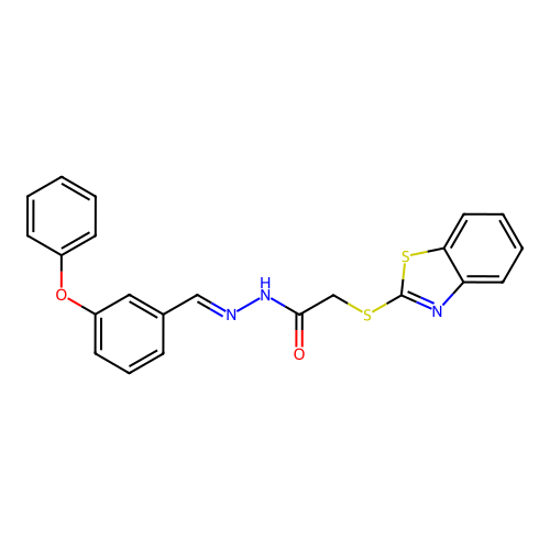 2-(1,3-benzothiazol-2-ylsulfanyl)-N'-(3-phenoxybenzylidene)acetohydrazide structure