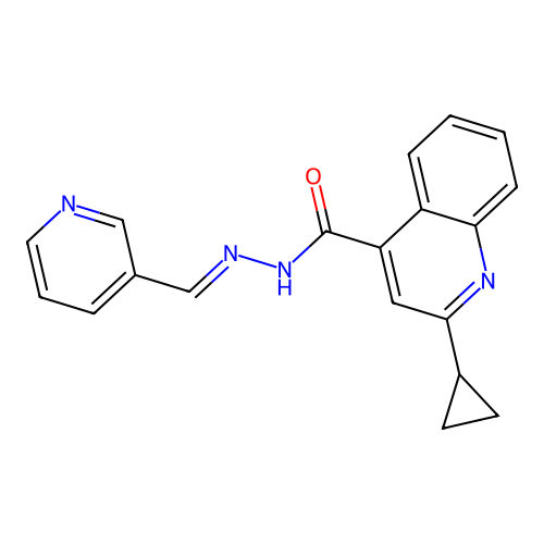2-cyclopropyl-N'-[(E)-pyridin-3-ylmethylidene]quinoline-4-carbohydrazide structure