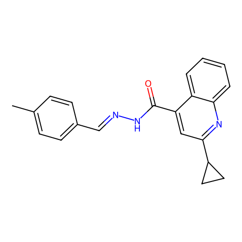 2-cyclopropyl-N'-[(E)-(4-methylphenyl)methylidene]quinoline-4-carbohydrazide structure
