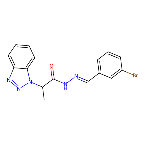 2-(1H-1,2,3-benzotriazol-1-yl)-N'-(3-bromobenzylidene)propanohydrazide structure