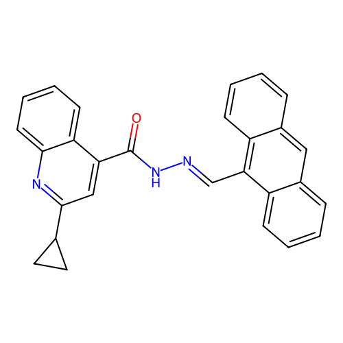 N'-[(E)-anthracen-9-ylmethylidene]-2-cyclopropylquinoline-4-carbohydrazide structure