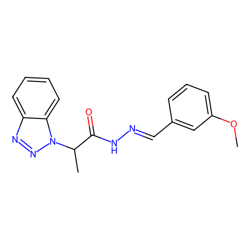 2-(1H-1,2,3-benzotriazol-1-yl)-N'-(3-methoxybenzylidene)propanohydrazide structure