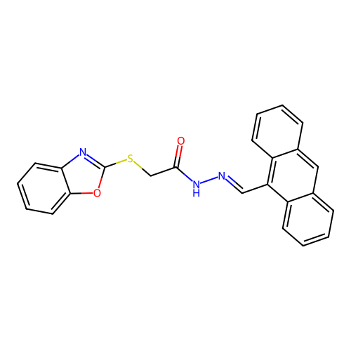 N'-[(E)-anthracen-9-ylmethylidene]-2-(1,3-benzoxazol-2-ylsulfanyl)acetohydrazide structure
