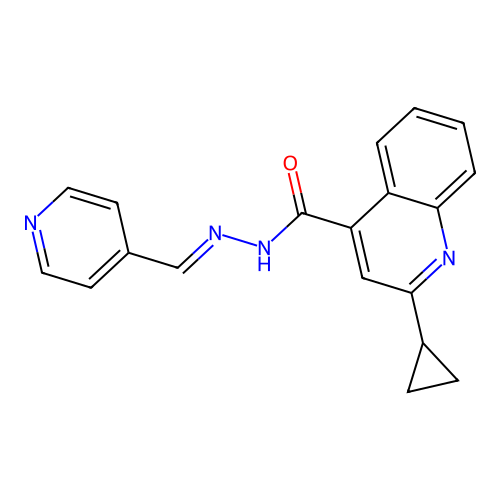 2-cyclopropyl-N-[(E)-pyridin-4-ylmethylideneamino]quinoline-4-carboxamide structure