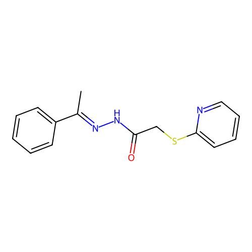 N'-[(1E)-1-phenylethylidene]-2-(pyridin-2-ylsulfanyl)acetohydrazide structure