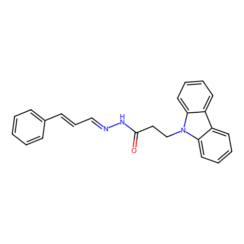 3-(9H-carbazol-9-yl)-N'-[(1E,2E)-3-phenylprop-2-en-1-ylidene]propanehydrazide structure
