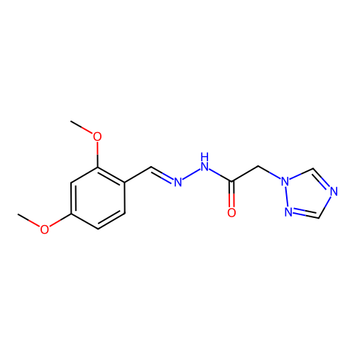 (E)-N'-(2,4-dimethoxybenzylidene)-2-(1H-1,2,4-triazol-1-yl)acetohydrazide structure