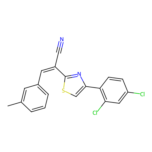 (Z)-2-(4-(2,4-dichlorophenyl)thiazol-2-yl)-3-(m-tolyl)acrylonitrile structure