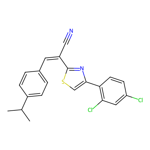 2-[4-(2,4-Dichlorophenyl)-1,3-thiazol-2-yl]-3-(4-isopropylphenyl)acrylonitrile structure