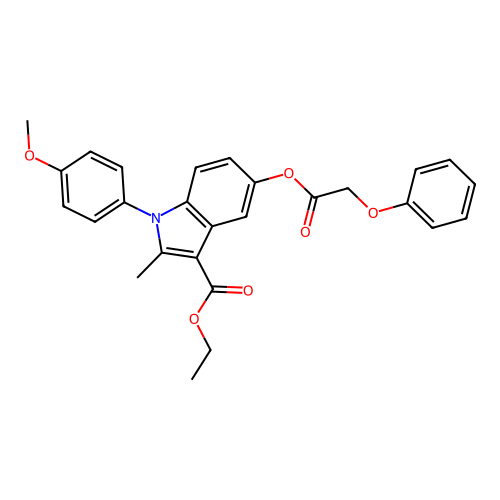 ethyl 1-(4-methoxyphenyl)-2-methyl-5-(2-phenoxyacetoxy)-1H-indole-3-carboxylate structure