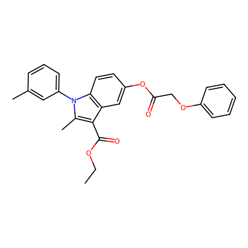 ethyl 2-methyl-1-(3-methylphenyl)-5-[(phenoxyacetyl)oxy]-1H-indole-3-carboxylate structure