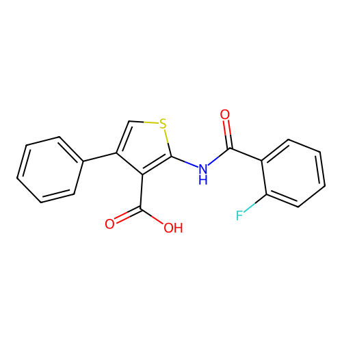 2-(2-Fluoro-benzoylamino)-4-phenyl-thiophene-3-carboxylic acid structure