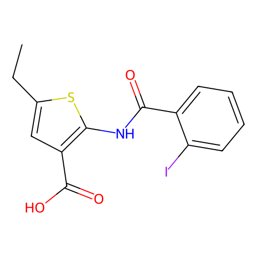 5-Ethyl-2-[(2-iodobenzoyl)amino]-3-thiophenecarboxylic acid structure
