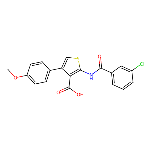 2-(3-Chlorobenzamido)-4-(4-methoxyphenyl)thiophene-3-carboxylic acid structure