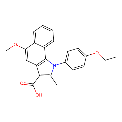 1-(4-ethoxyphenyl)-5-methoxy-2-methyl-1H-benzo[g]indole-3-carboxylic acid structure