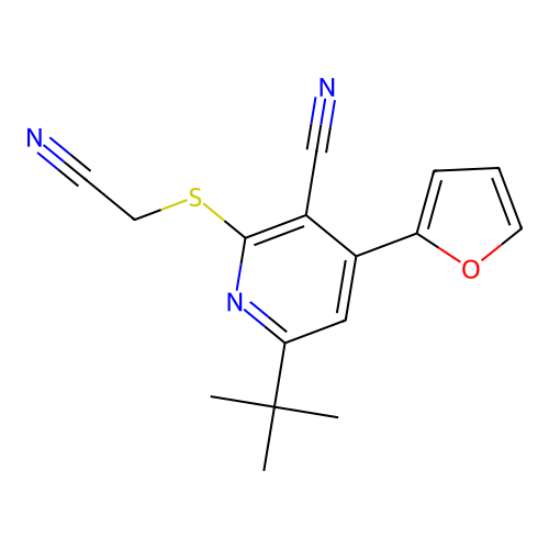 6-Tert-butyl-2-[(cyanomethyl)sulfanyl]-4-(furan-2-yl)pyridine-3-carbonitrile structure