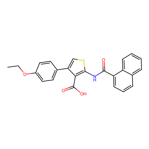 4-(4-Ethoxyphenyl)-2-[(naphthalen-1-ylcarbonyl)amino]thiophene-3-carboxylic acid structure