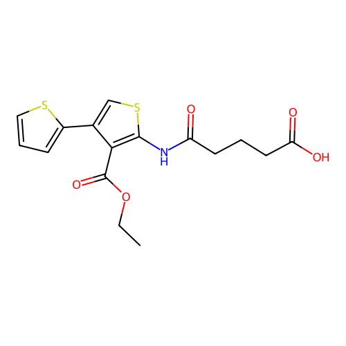 5-[(3-Ethoxycarbonyl-4-thiophen-2-yl-2-thiophenyl)amino]-5-oxopentanoic acid structure