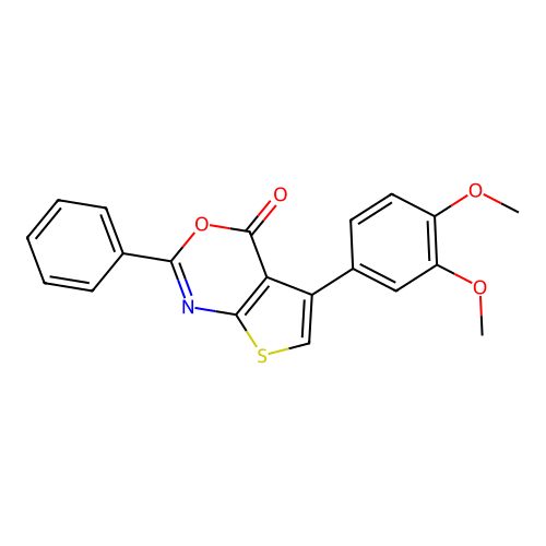 5-(3,4-Dimethoxyphenyl)-2-phenyl-4-thieno[2,3-d][1,3]oxazinone structure