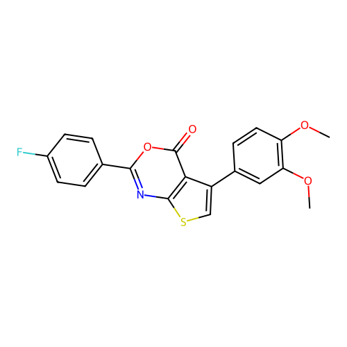 5-(3,4-dimethoxyphenyl)-2-(4-fluorophenyl)-4H-thieno[2,3-d][1,3]oxazin-4-one structure