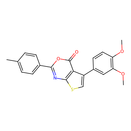 5-(3,4-Dimethoxyphenyl)-2-(4-methylphenyl)-4-thieno[2,3-d][1,3]oxazinone structure