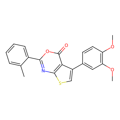 5-(3,4-dimethoxyphenyl)-2-(2-methylphenyl)-4H-thieno[2,3-d][1,3]oxazin-4-one structure