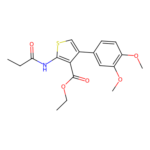 Ethyl 4-(3,4-dimethoxyphenyl)-2-(propanoylamino)thiophene-3-carboxylate structure