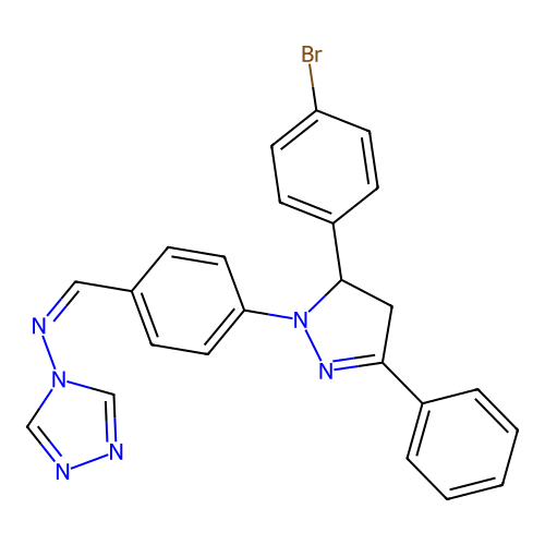 (Z)-N-(4-(5-(4-bromophenyl)-3-phenyl-4,5-dihydro-1H-pyrazol-1-yl)benzylidene)-4H-1,2,4-triazol-4-amine structure