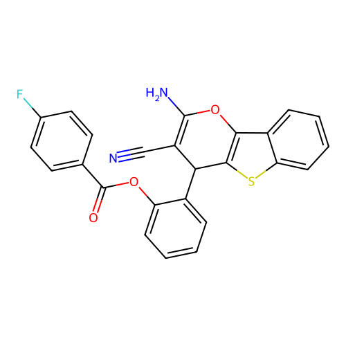 2-(2-amino-3-cyano-4H-[1]benzothieno[3,2-b]pyran-4-yl)phenyl 4-fluorobenzoate structure