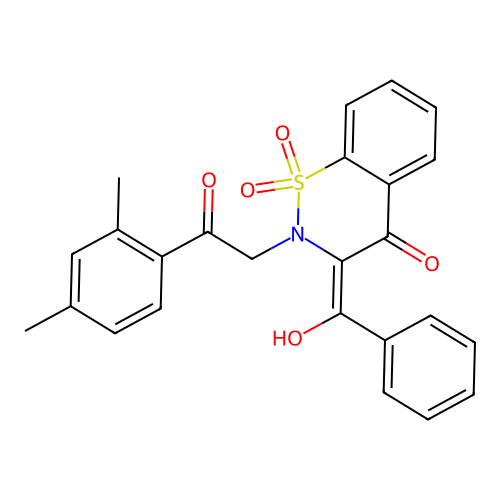2-(3-benzoyl-4-hydroxy-1,1-dioxido-2H-1,2-benzothiazin-2-yl)-1-(2,4-dimethylphenyl)ethanone structure