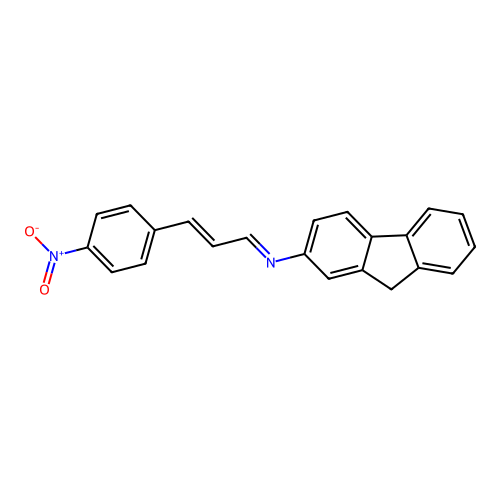 N-(9H-fluoren-2-yl)-3-(4-nitrophenyl)prop-2-en-1-imine structure