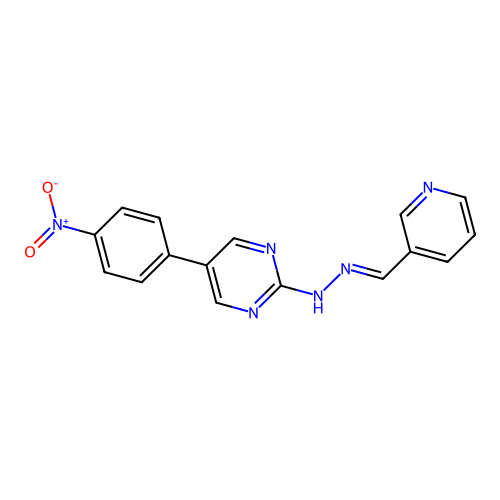 5-(4-nitrophenyl)-N-(pyridin-3-ylmethylideneamino)pyrimidin-2-amine structure