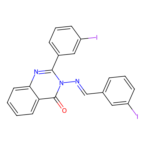 3-[(3-iodobenzylidene)amino]-2-(3-iodophenyl)-4(3H)-quinazolinone structure