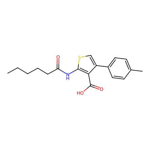 2-(hexanoylamino)-4-(4-methylphenyl)thiophene-3-carboxylic Acid structure