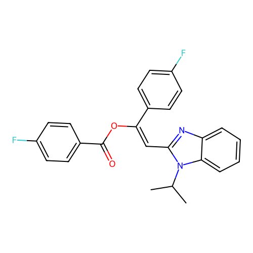 1-(4-fluorophenyl)-2-(1-isopropyl-1H-benzimidazol-2-yl)vinyl 4-fluorobenzoate structure