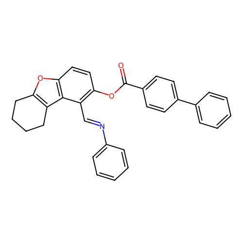 [1-(phenyliminomethyl)-6,7,8,9-tetrahydrodibenzofuran-2-yl] 4-phenylbenzoate structure
