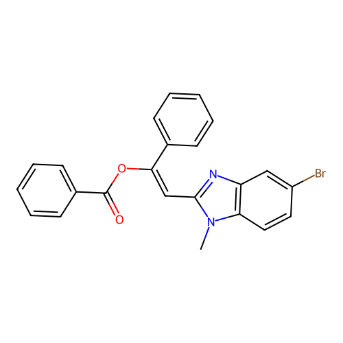 2-(5-bromo-1-methyl-1H-benzimidazol-2-yl)-1-phenylvinyl benzoate structure