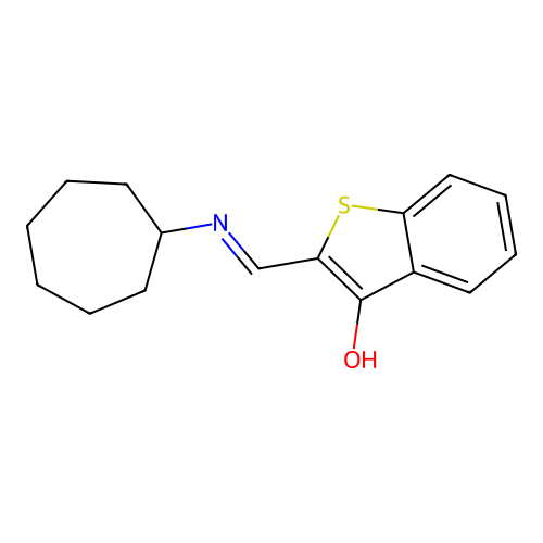 (2E)-2-[(cycloheptylamino)methylidene]-1-benzothiophen-3(2H)-one structure