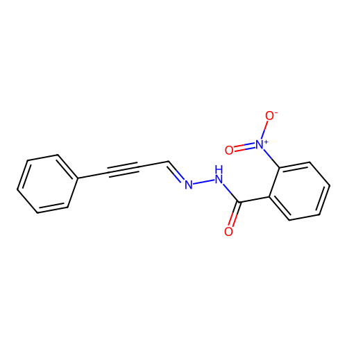 2-nitro-N-(3-phenylprop-2-ynylideneamino)benzamide structure