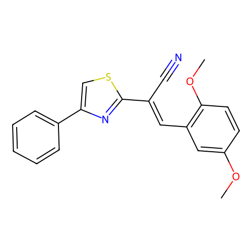 3-(2,5-Dimethoxyphenyl)-2-(4-phenyl-1,3-thiazol-2-yl)acrylonitrile structure