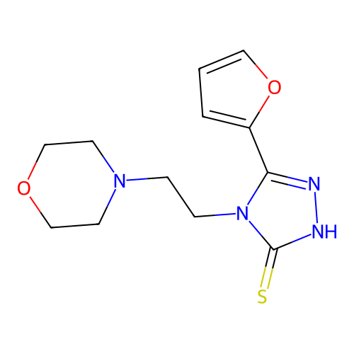 3-(furan-2-yl)-4-(2-morpholinoethyl)-1H-1,2,4-triazole-5(4H)-thione structure