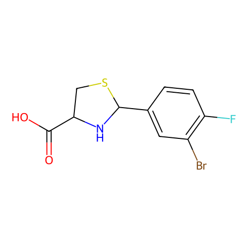 2-(3-Bromo-4-fluorophenyl)-1,3-thiazolidine-4-carboxylic acid structure