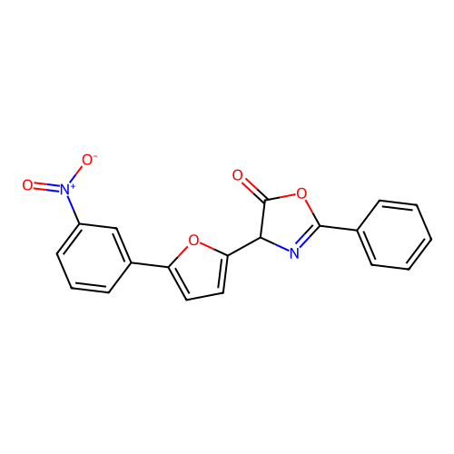 4-[5-(3-nitrophenyl)furan-2-yl]-2-phenyl-1,3-oxazol-5(4H)-one structure