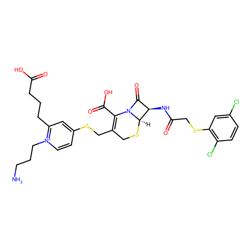 (7R)-3-[1-(3-Aminopropyl)-2-(4-oxo-4-hydroxybutyl)pyridinium-4-ylthiomethyl]-7beta-[(2,5-dichlorophenylthio)acetylamino]cepham-3-ene-4-carboxylic acid structure