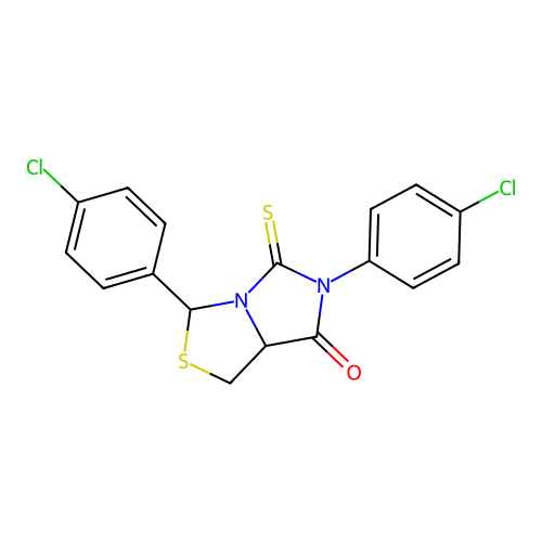 3,6-bis(4-chlorophenyl)-5-thioxotetrahydro-7H-imidazo[1,5-c][1,3]thiazol-7-one structure