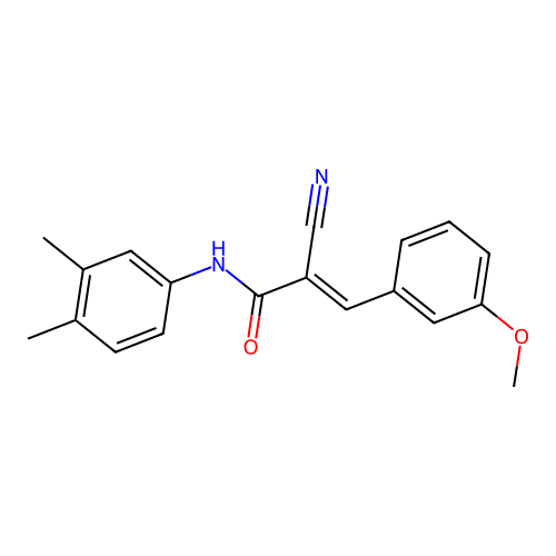 (2E)-2-cyano-N-(3,4-dimethylphenyl)-3-(3-methoxyphenyl)acrylamide structure