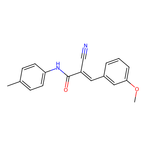 (2E)-2-cyano-3-(3-methoxyphenyl)-N-(4-methylphenyl)acrylamide structure