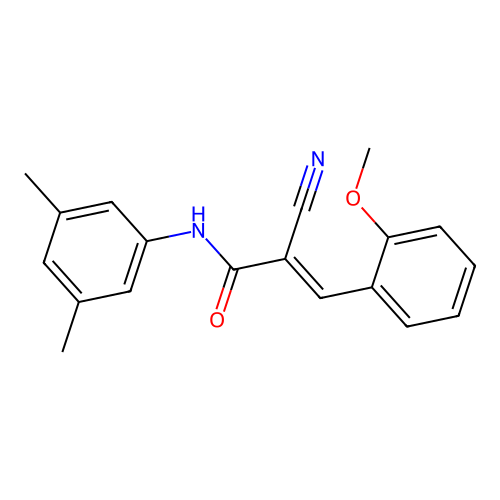 (2E)-2-cyano-N-(3,5-dimethylphenyl)-3-(2-methoxyphenyl)acrylamide structure