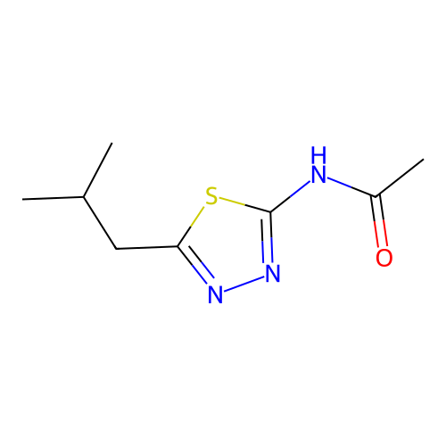 N-[5-(2-methylpropyl)-1,3,4-thiadiazol-2-yl]acetamide structure